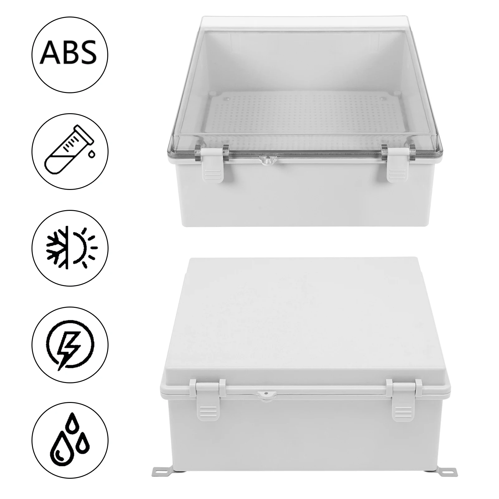 Junction Box Set, Outside Electrical Box ABS Plastic Enclosure IP66 Waterproof Junction Box  Hinged Cover Clear Cover Plate