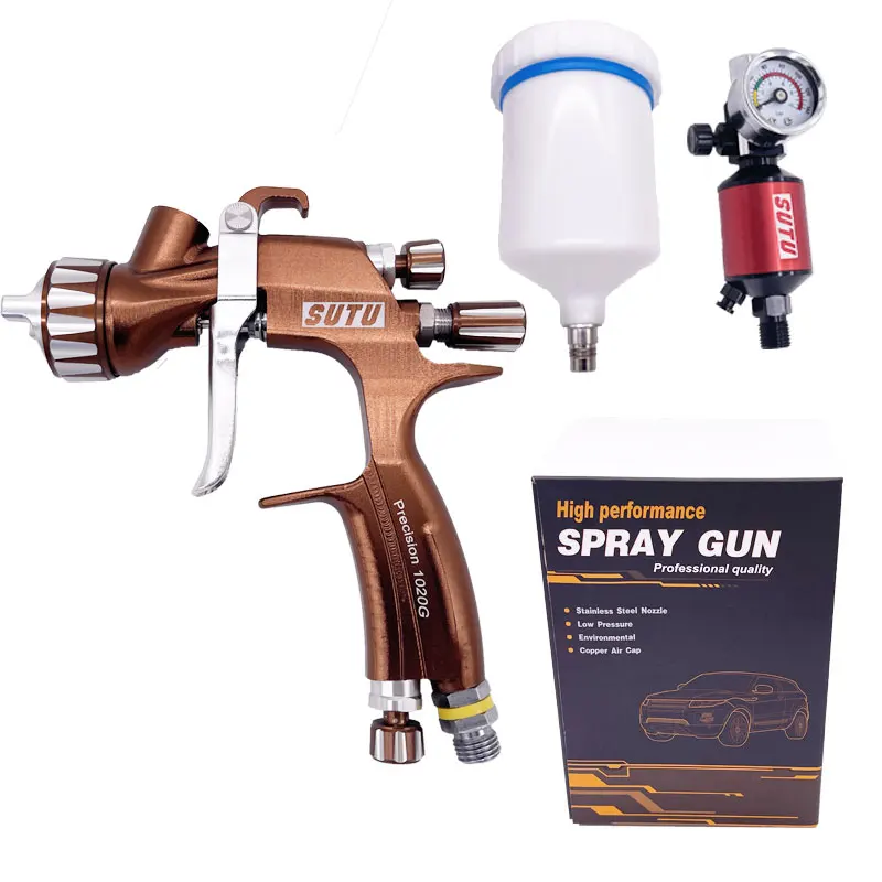 High Quality Spray Gun SUTU 1050G Painting Gun 1.3MM Nozzle Paint Gun Water Based Air Spray Gun Airbrush Pressure Regulator