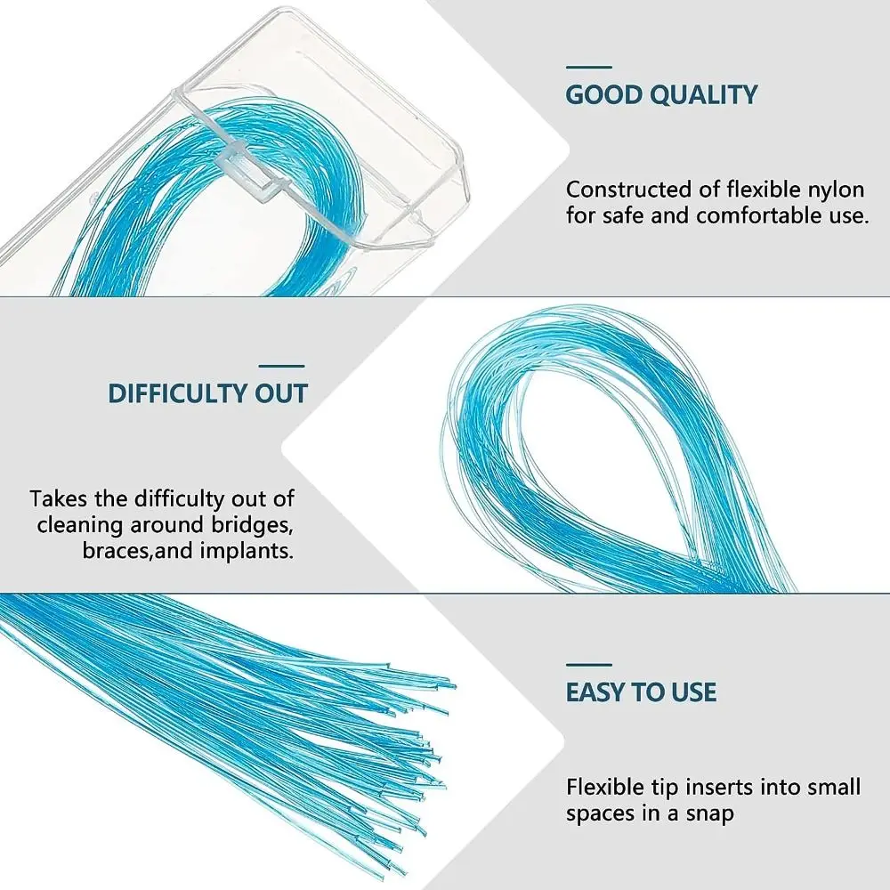 Flosser dental descartável, Nylon Loop Design, Dental Floss Threaders, Limpeza Interdental, Aro do Implante, Linha de Tração, 70Pcs