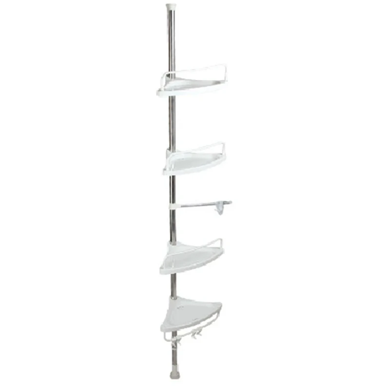 

4 Tier Shower Caddy Organizer Shelf Corner Bathroom Organizer Shower Corner Stand Floor To Ceiling Tension Pole Shower