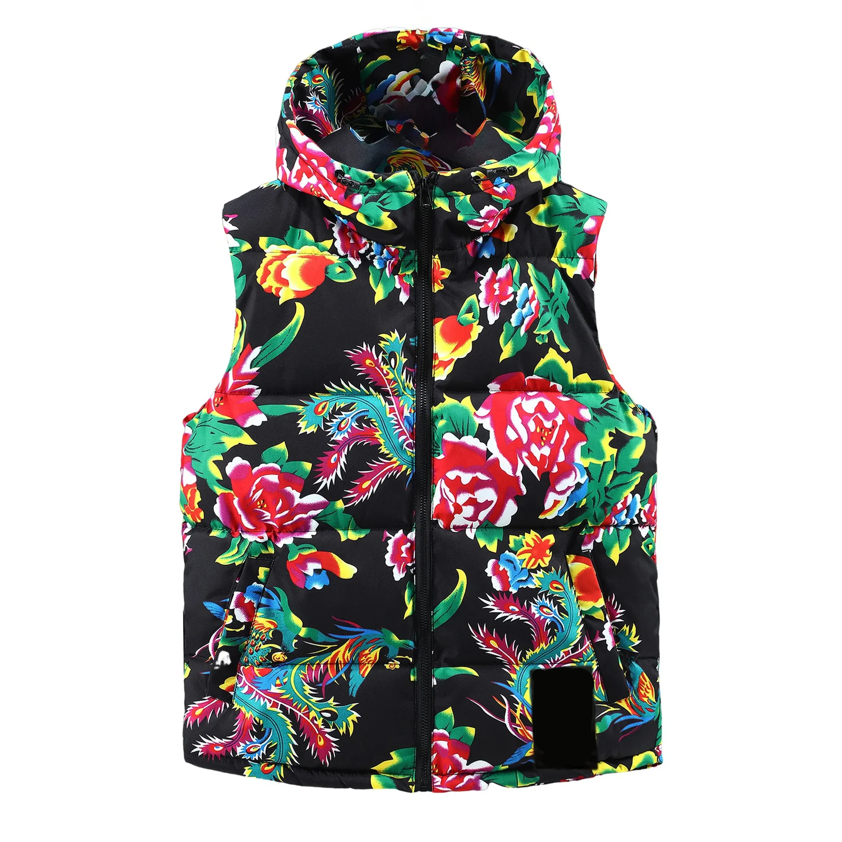 Nigo colete com capuz, jaqueta quente de poliéster sem mangas para o inverno, confortável, respirável, adequado para todos os dias, colete estampado # NIGO9521Z