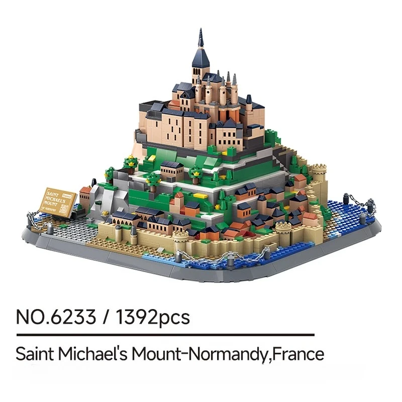 Sembo mont saint-michel blocos de construção montagem educacional das crianças ornamentos de mesa arquitetura estrangeira brinquedos da moda