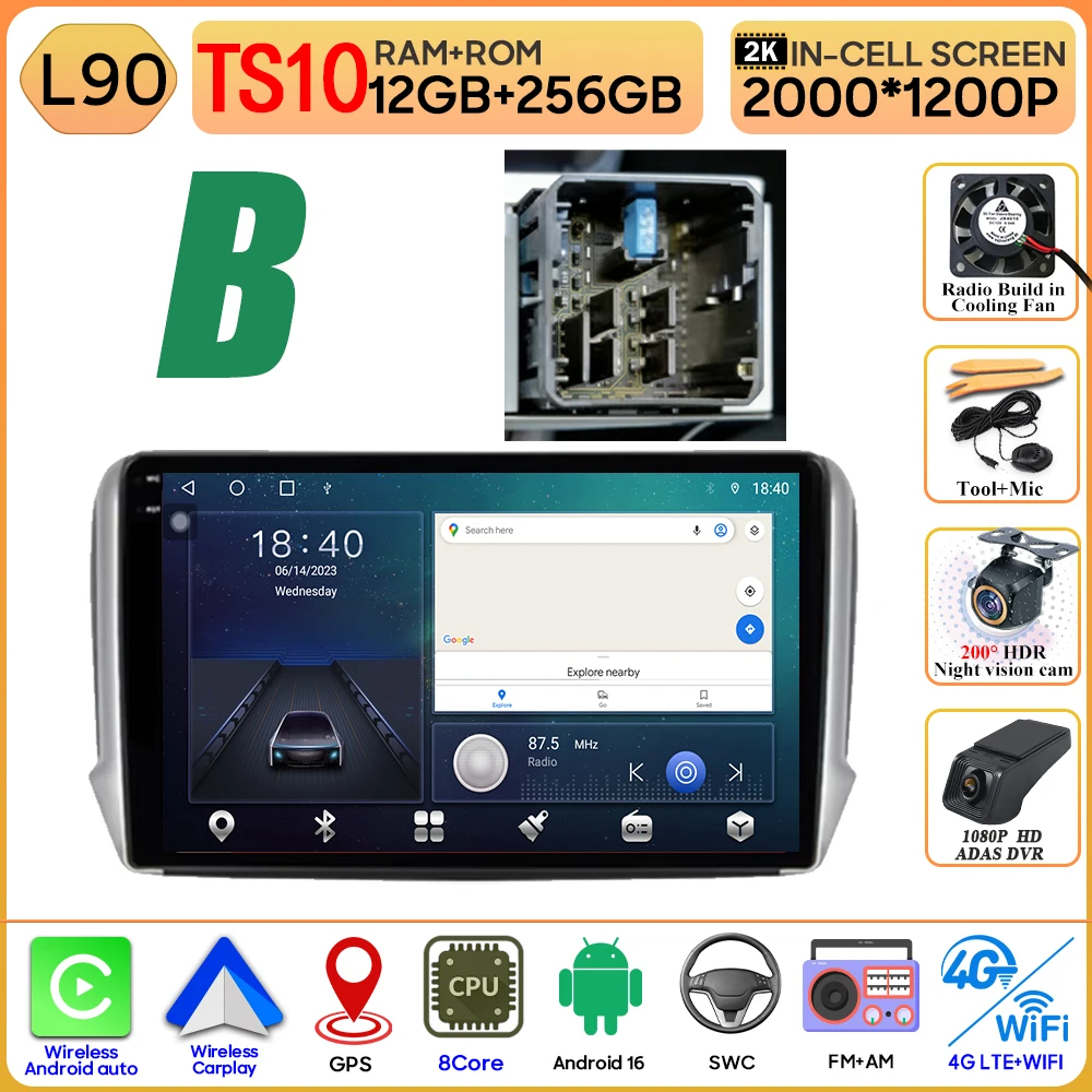 Android 16 GPS Navigatie Voor Peugeot 2008 208 Serie 2012 - 2018 Carplay Autoradio Multimedia Speler Stereo Video BT 2 k Scherm