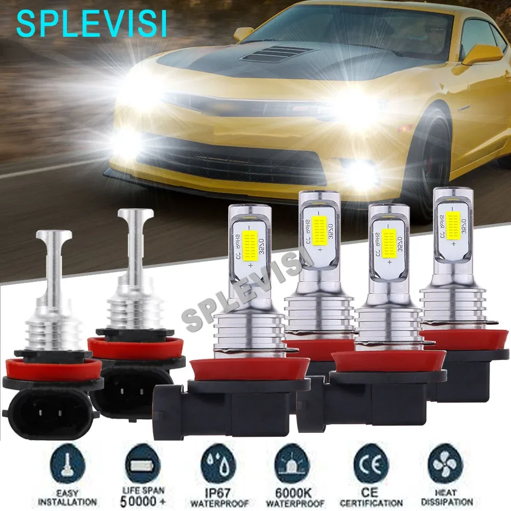 

LED Headlight Fog Light Hi Low Beam Bulbs HID White For Chevrolet Camaro 2014 2015 Impala 2006-2008 2009 2010 2011 2012 2013