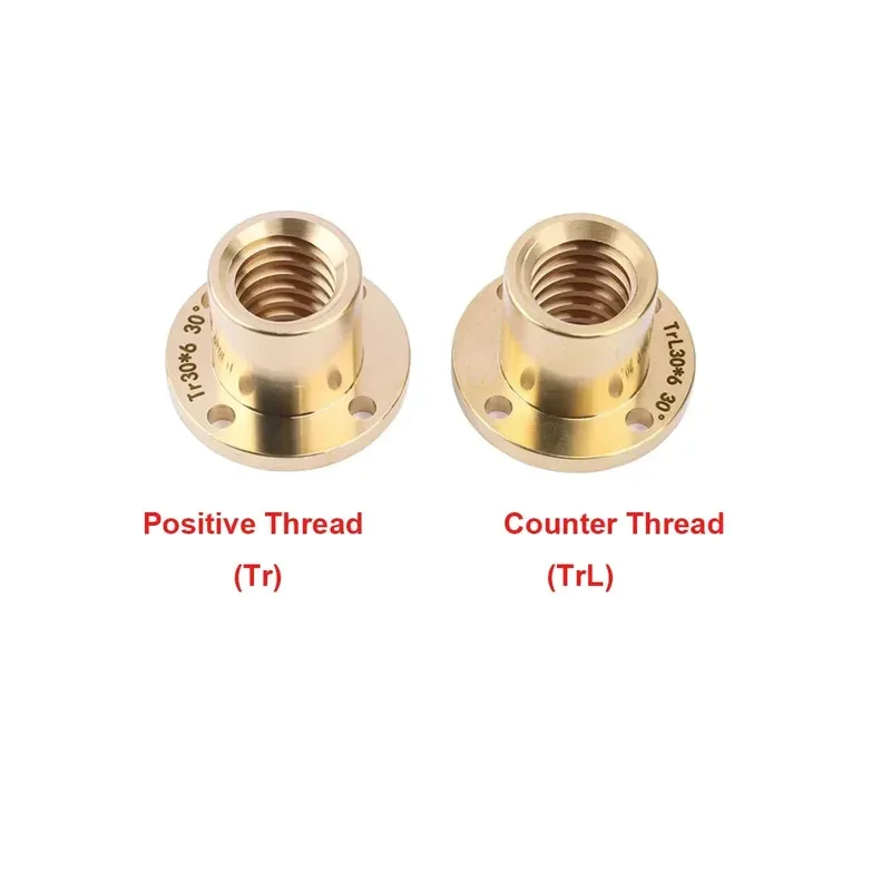 Round Flange All Copper Trapezoidal Nut Positive Reverse Thread Industrial Faste Tr8 Tr10 Tr12 Tr14 Tr16 Tr18 Tr20