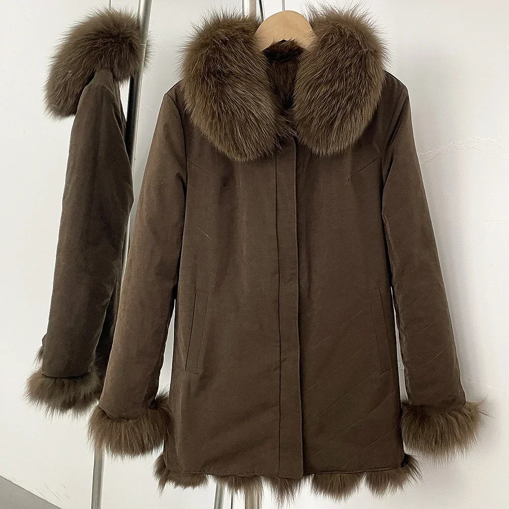 OFTBUY Custom Luxury Long Full Real Fur Coat for Women Streetwear Thick Warm Winter Real Fur Overcoat High-End Custom Outerwear