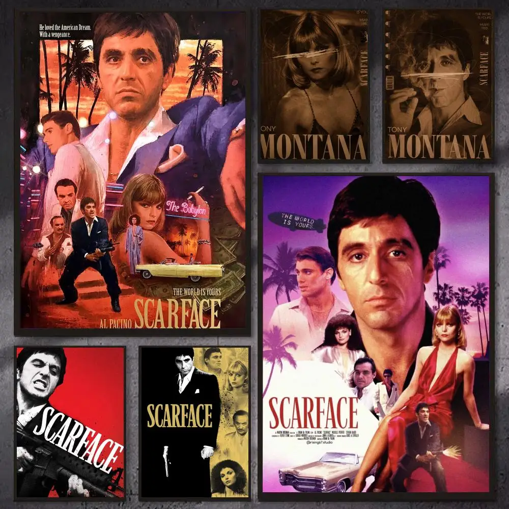 Gangster Movie S-Scarface Poster PP Wall Art Prints Poster for Dorm Room Apartment Home Office Room Decor Gift Waterproof