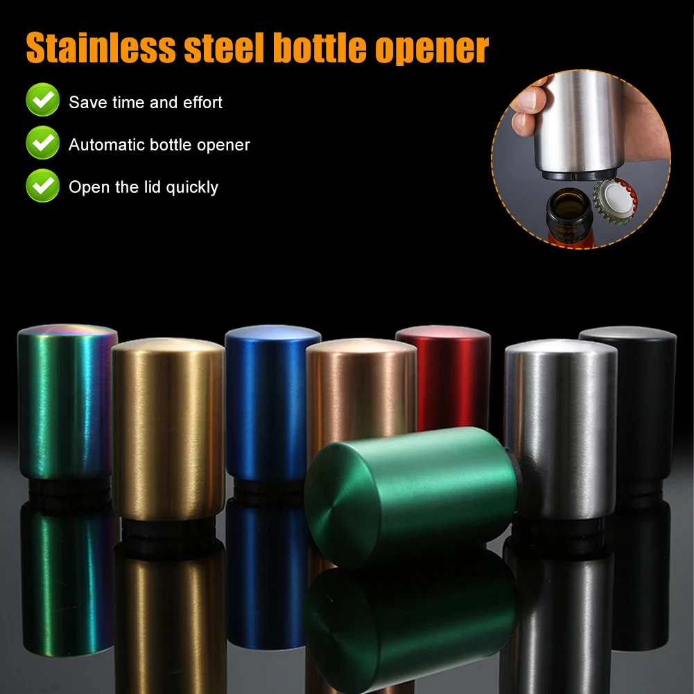 Automatic Beer Bottle Opener Press Type Opener Magnet Push Down Beer Can Opener Corkscrew Tools Kitchen Bar Accessories