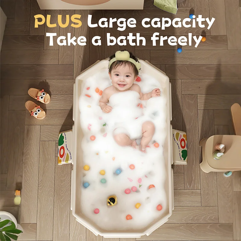

1 PC Of Foldable Children's Bathtub With Non-Slip Base, Easy To Store, Suitable For Small Spaces, White, Indoor And Outdoor U
