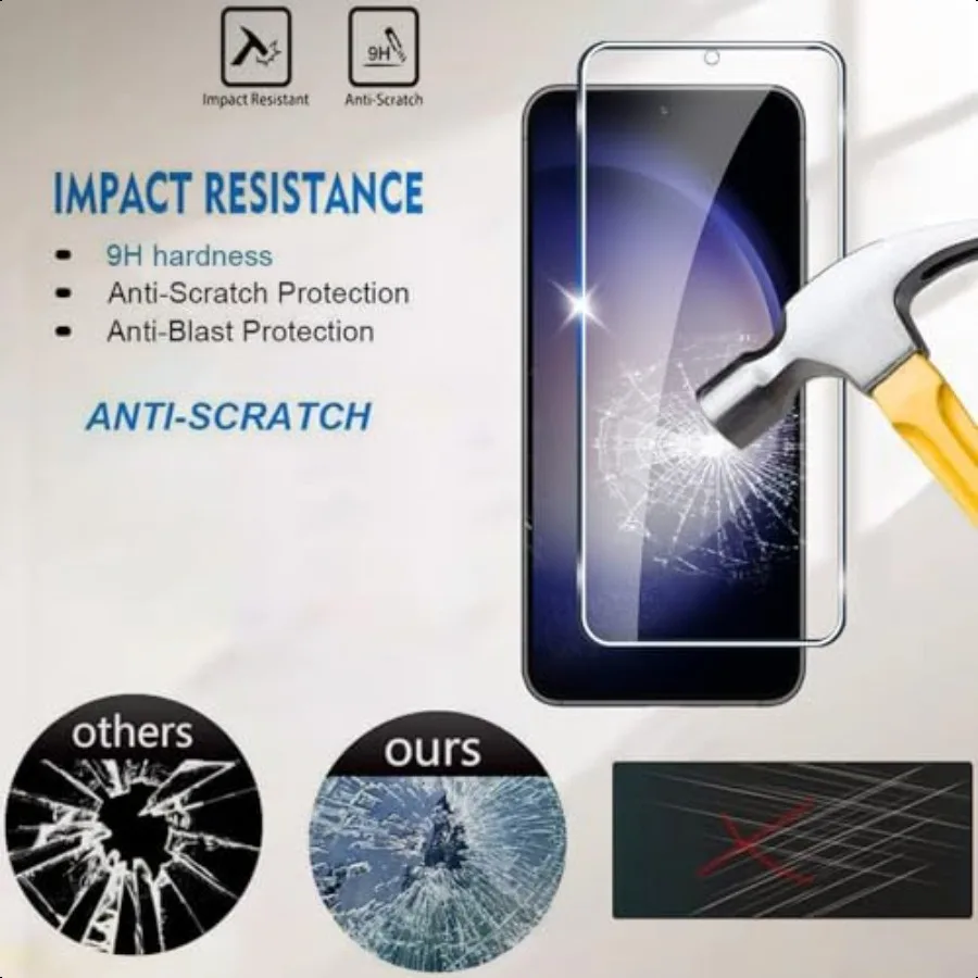 3+3 عبوات مصممة لهاتف سامسونج جالاكسي S23 واقي شاشة وواقي عدسة الكاميرا 9H هاردن جالاكسي S23 خلية من الزجاج المقسى Pho