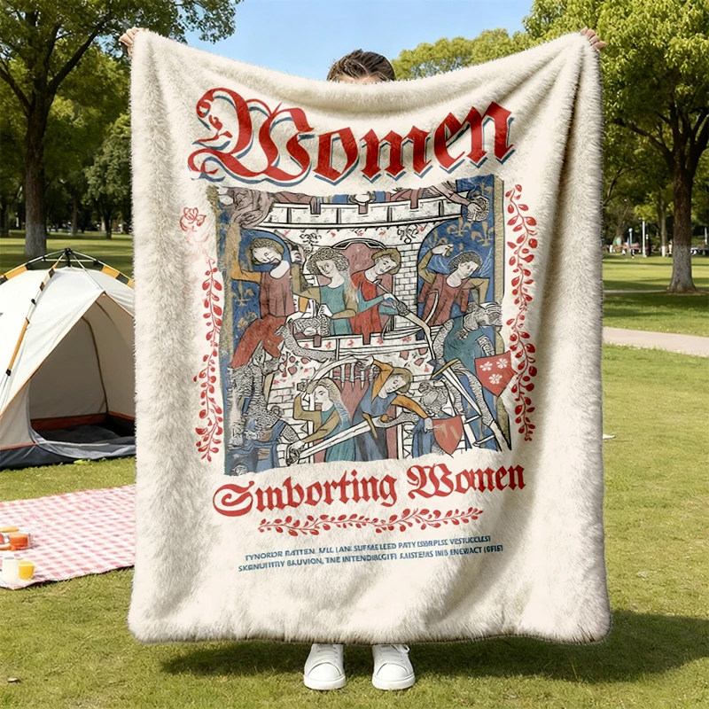 Femenist Medieval Flannel Throw, Feminism Cozy Blanket, Vintage Sisterhood, Will Be, Feminist Rage, Radical Femenism