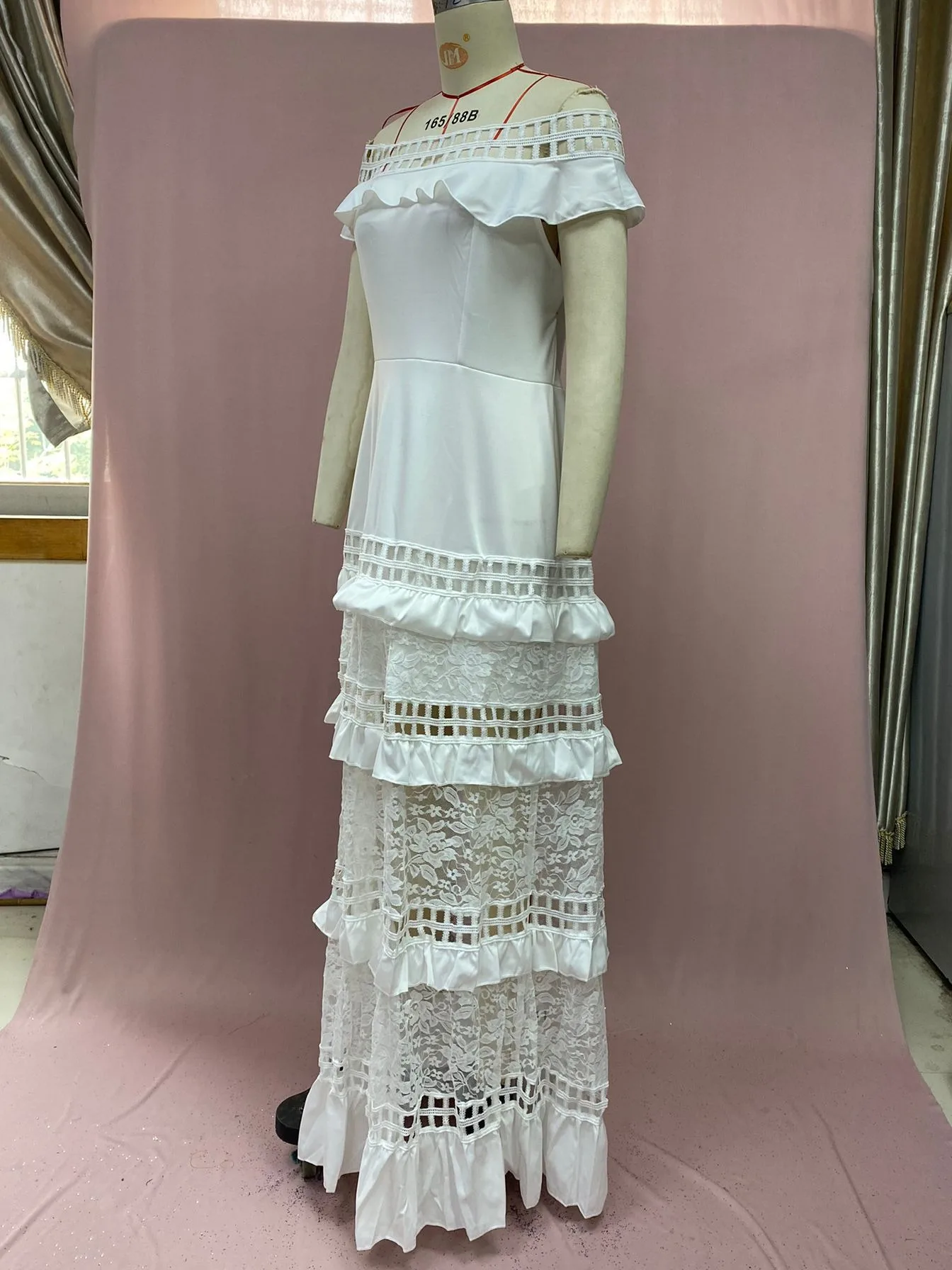 Elegant One-Shoulder Solid Ruffle Long Evening Dress Fashion Sleeveless Swing Classic Hollow Party Sexy Prom Cocktail Dress