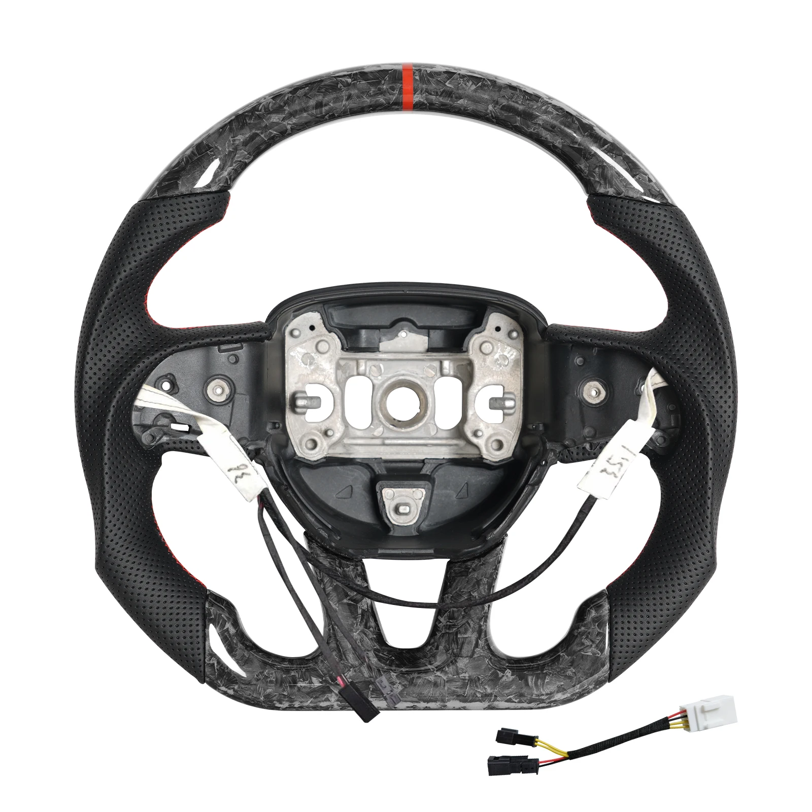 

Glossy Forged Pattern Carbon Fiber Steering Wheel Red Stitch With Heated Function For Dodge Challenger 2015-2020 Car Accessories