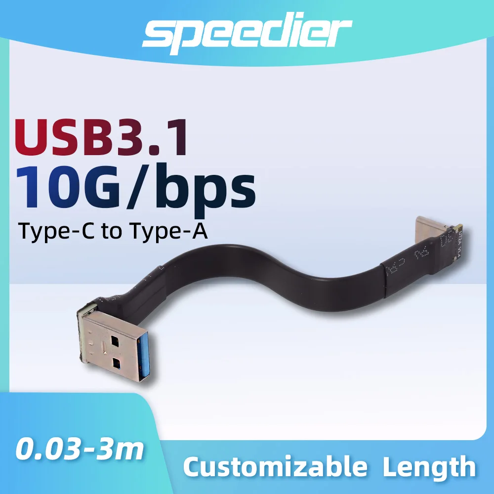 USB 3.1 Type-c C To USB-A Extension Flat Cable 90 Degrees 10Gbps 5V/1.5A for GPS ROCK Pi 4 Raspberry Pi Microcontroller Board