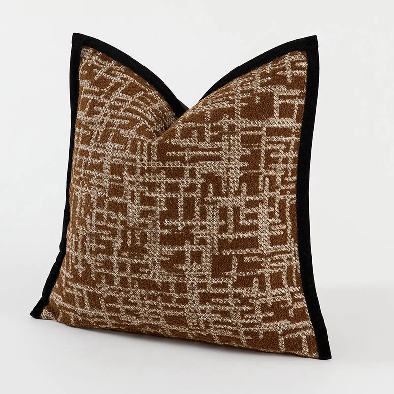 Retro Red Brown Pillows Luxury Chenille Cushion Case Simple Holiday Decorative Pillow Cover For Sofa Chair Home Decorations