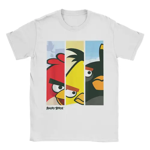 Camiseta para hombre Angry Birds Flock Vintage Camiseta de algodón puro Camiseta de manga corta cuello redondo ropa clásica