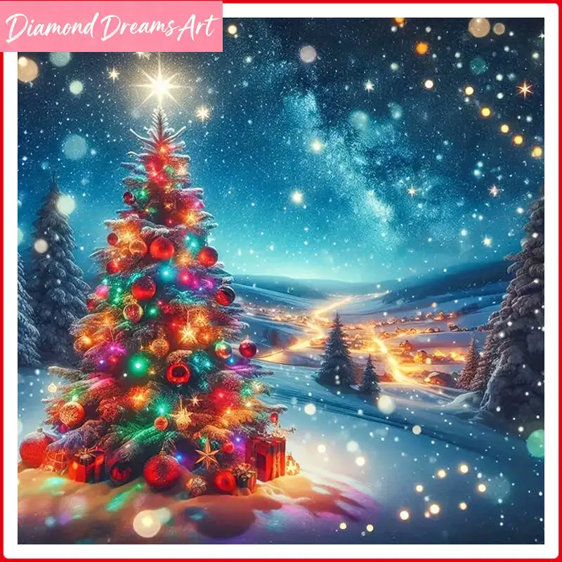Diamantmalerei Baum Vollkristall-Diamant-Mosaik Kunst Strass-Stickerei Geschenk Weihnachtsdekoration 2025, rahmenlos