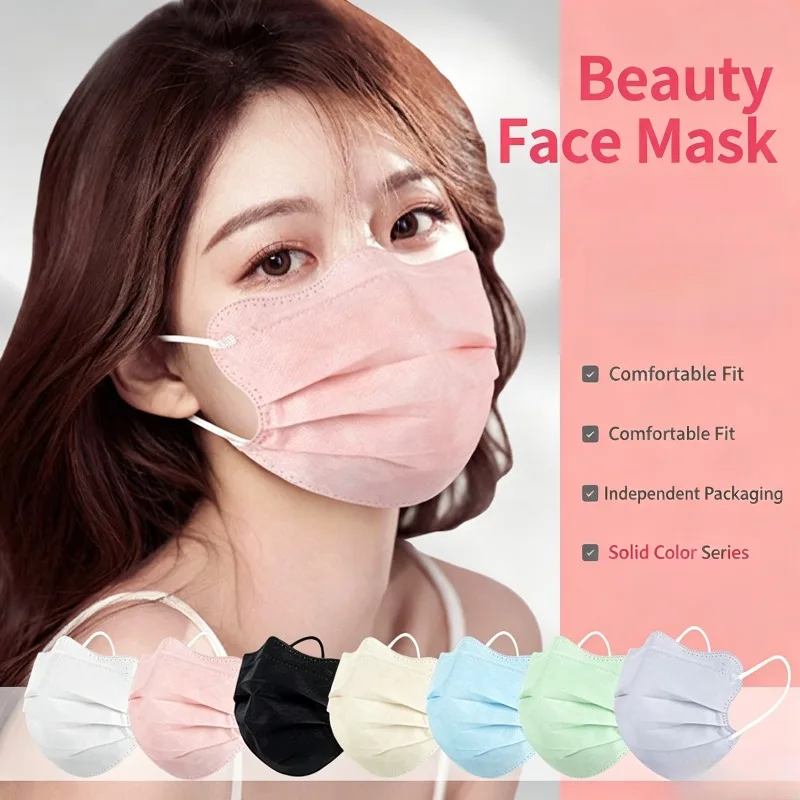 10Pcs Butterfly Wave Disposable Face Mask Three Layer Protection Sun Protection Slim Fit Eye Corner Coverage Individual Package