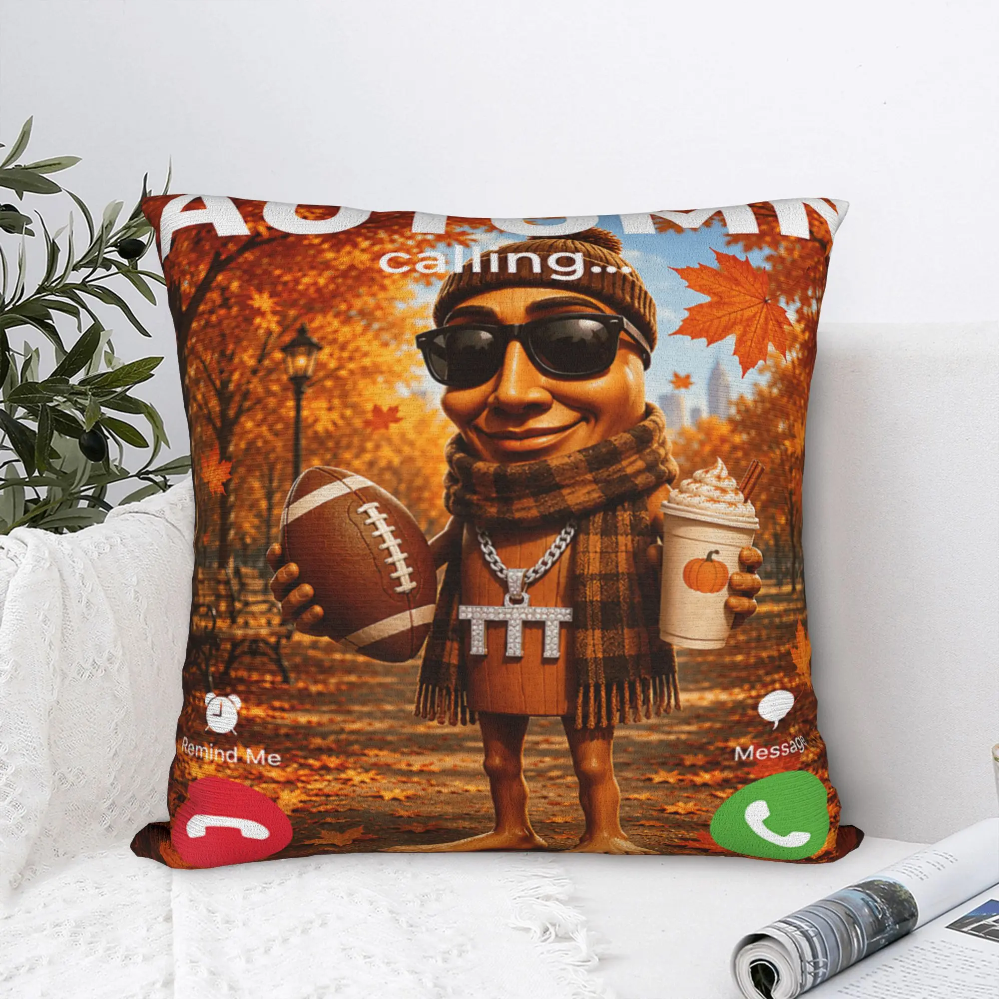 Sweater Weather Football Pumpkin Spice Cozy Fall Tung Sahur Pillow Cover Retro Pillow Case For Home Decoration Soft Pillowcases