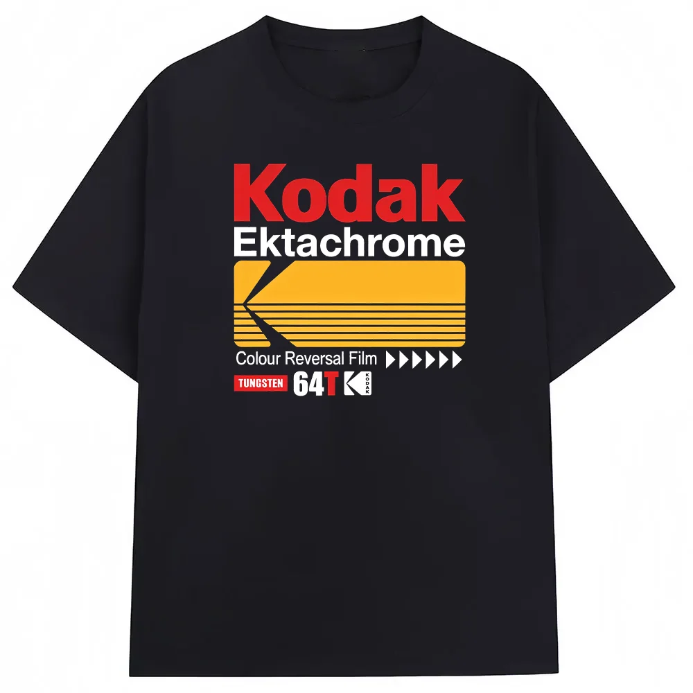 T-shirt homme 100 % coton Kodak Été 2026 pour sports de plein air, streetwear décontracté, couleur u