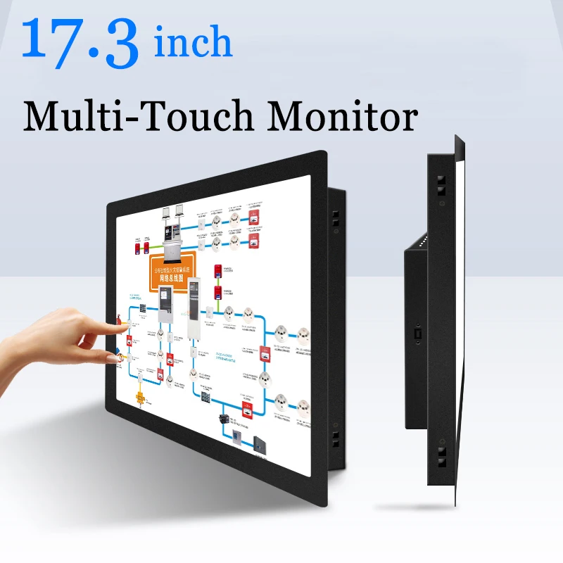 

IP65 Protection 17.3 inch Widescreen Touchscreen Monitor Capacitive Multi Touch Screen Monitor with VGA DVI HDMI AV TV BNC