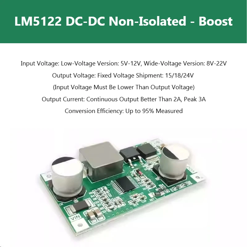 LM5122 Adjustable Boost Power Supply Module 3A Current High Power Boost Power Supply 12V-24V Small Volume KDT5122-031