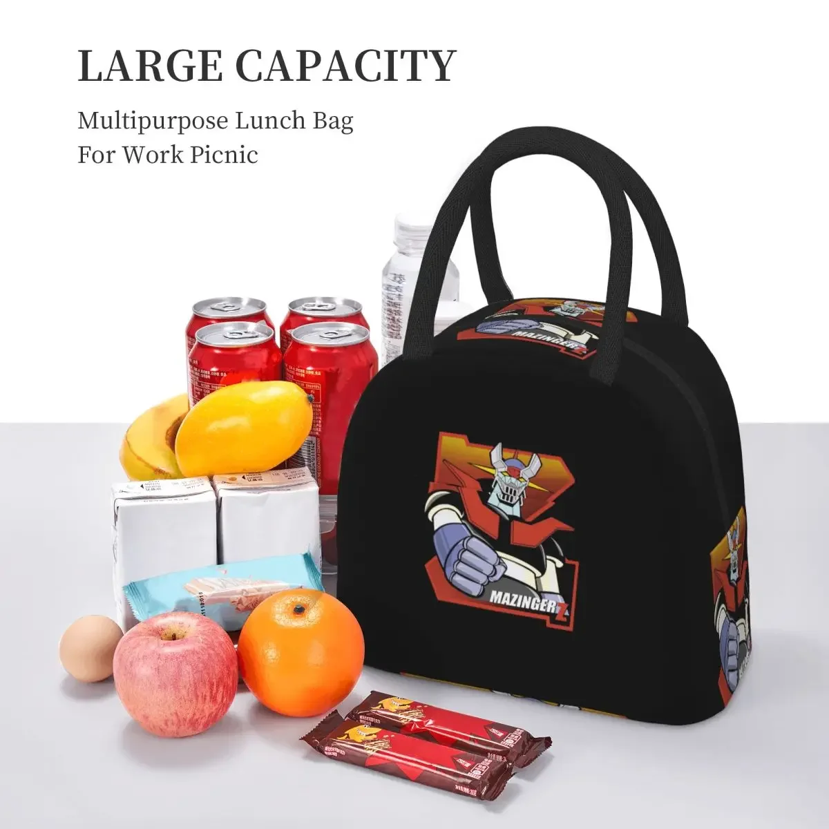 Mazinger Z Goldorak Actarus Grendizer Mask Insulated Lunch Bag for Women Office Cooler Thermal  Lunch Boxes Container
