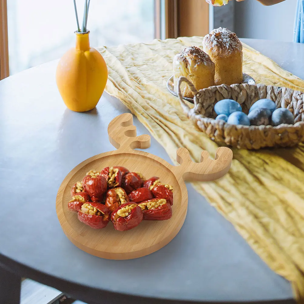 

2pcs Bamboo Serving Tray Cartoon Elk Shaped Fruit Plate Food-Grade Snack Storage Platter For Desserts Sushi Cakes Kitchen Coffee