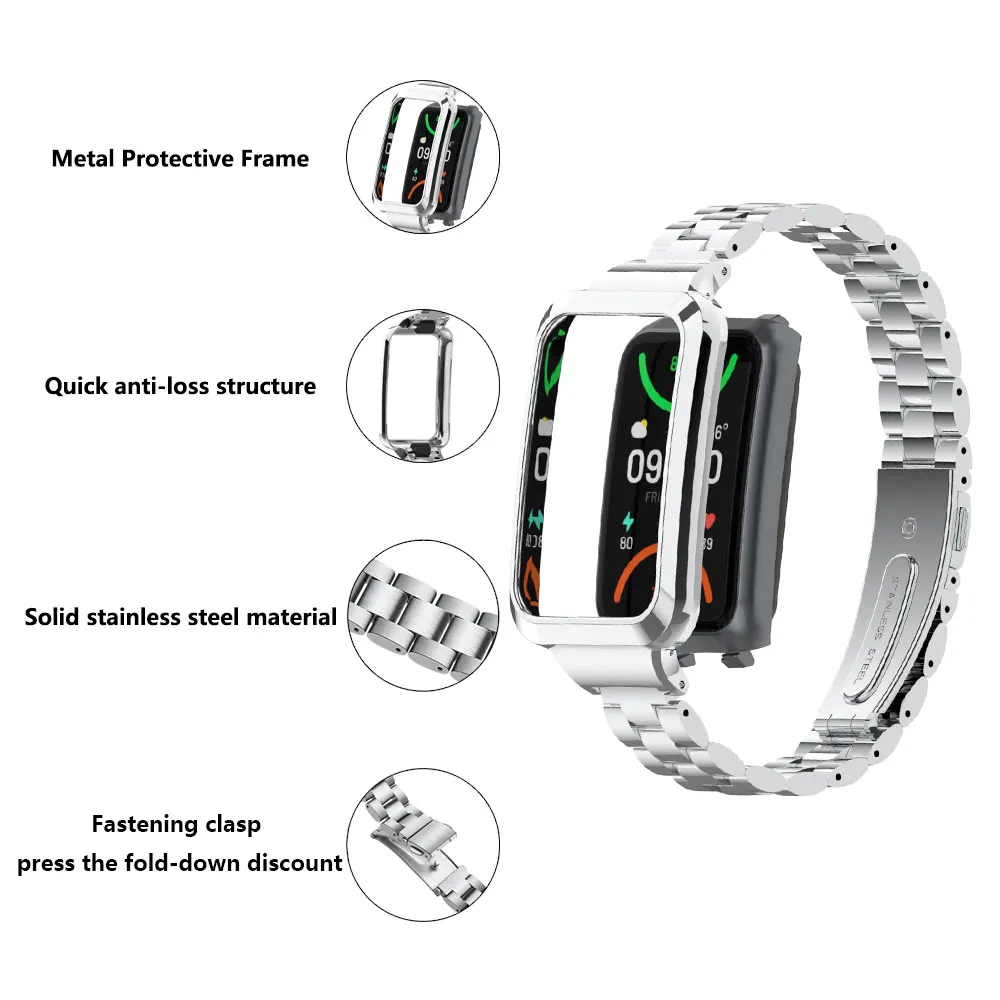 Luxury Metal Strap For Oppo Band 2 Bracelet Stainless Steel Solid Watch Band For OPPO Band2/Oppo Watch Free Strap Accessories