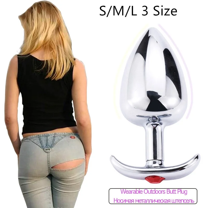 Metal Anal Plug with Corlor Jeweled 3 Style S/M/L Steel Butt Plug for Women Men Sex Anal Toys Wearing Outdoor All Day Beginner