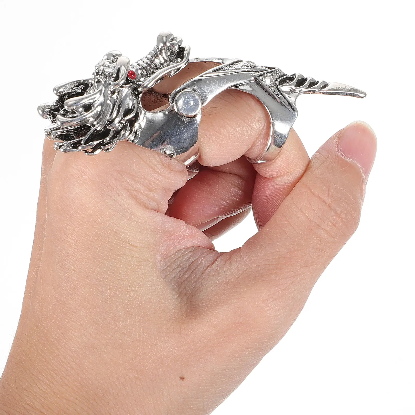 

5pcs Punk Ring Skull Mens Jewelry Aluminum Alloy Goth Rings For Women Vintage Cool Finger Ring Halloween Party Costume