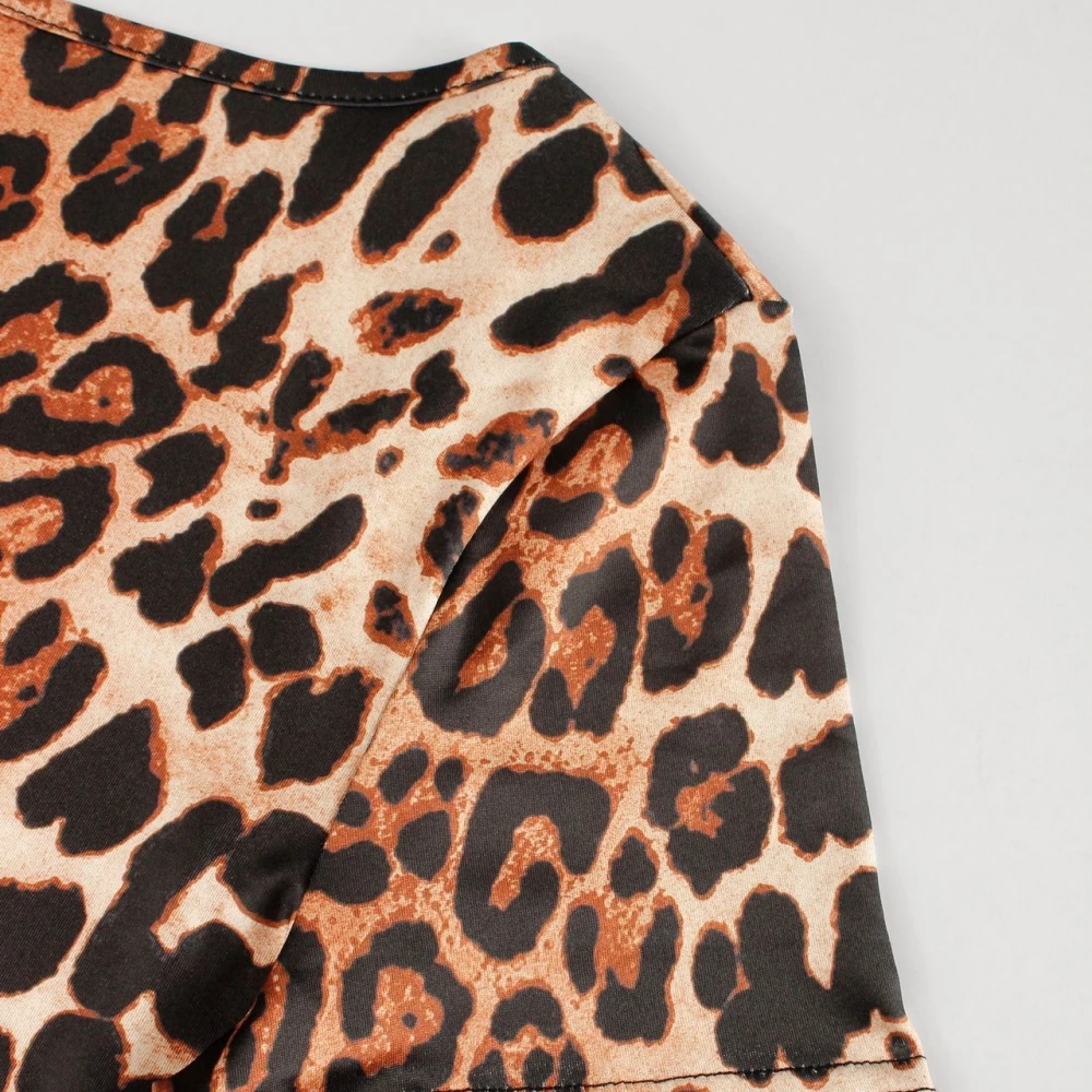 FAGADOER Sexy Leopard Print Bodycon Jumpsuits Women Sleeveless Backless Short Sleeve  Rompers Female Club Party Overalls 2025