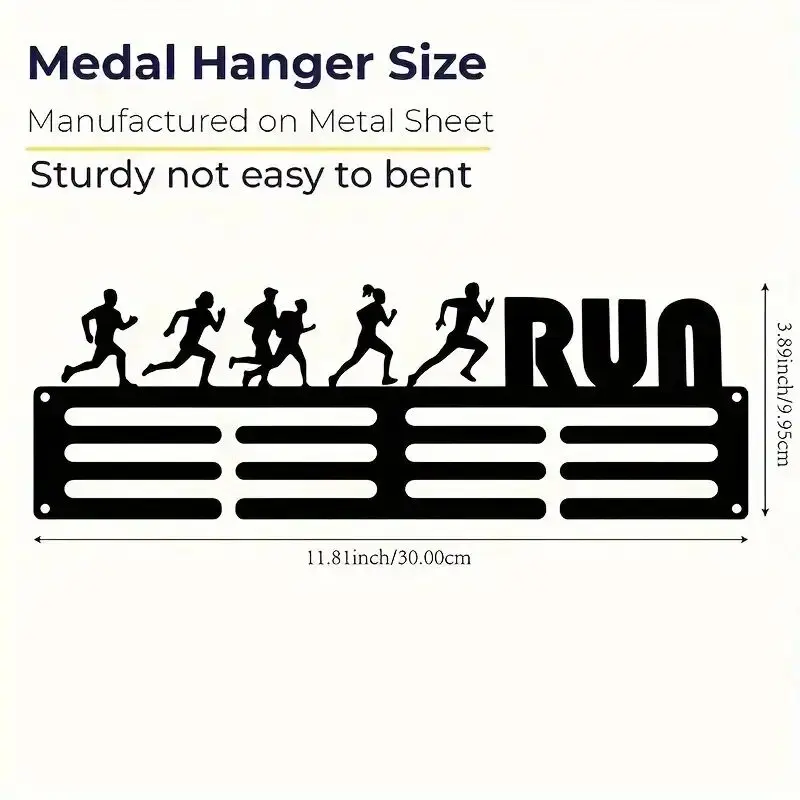 Customizable Sports Medal Holder - Wall-Mounted Display Rack for 60 Medals, Perfect for Running, Soccer & Softball Awards - Mode