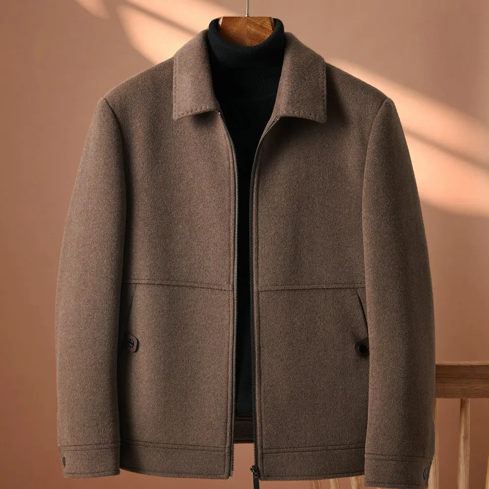 

Effortless Men Woolen Excutive Jacket Black Caramel Office Coats With Dectachable Down Vest Linning Design Workwear Office