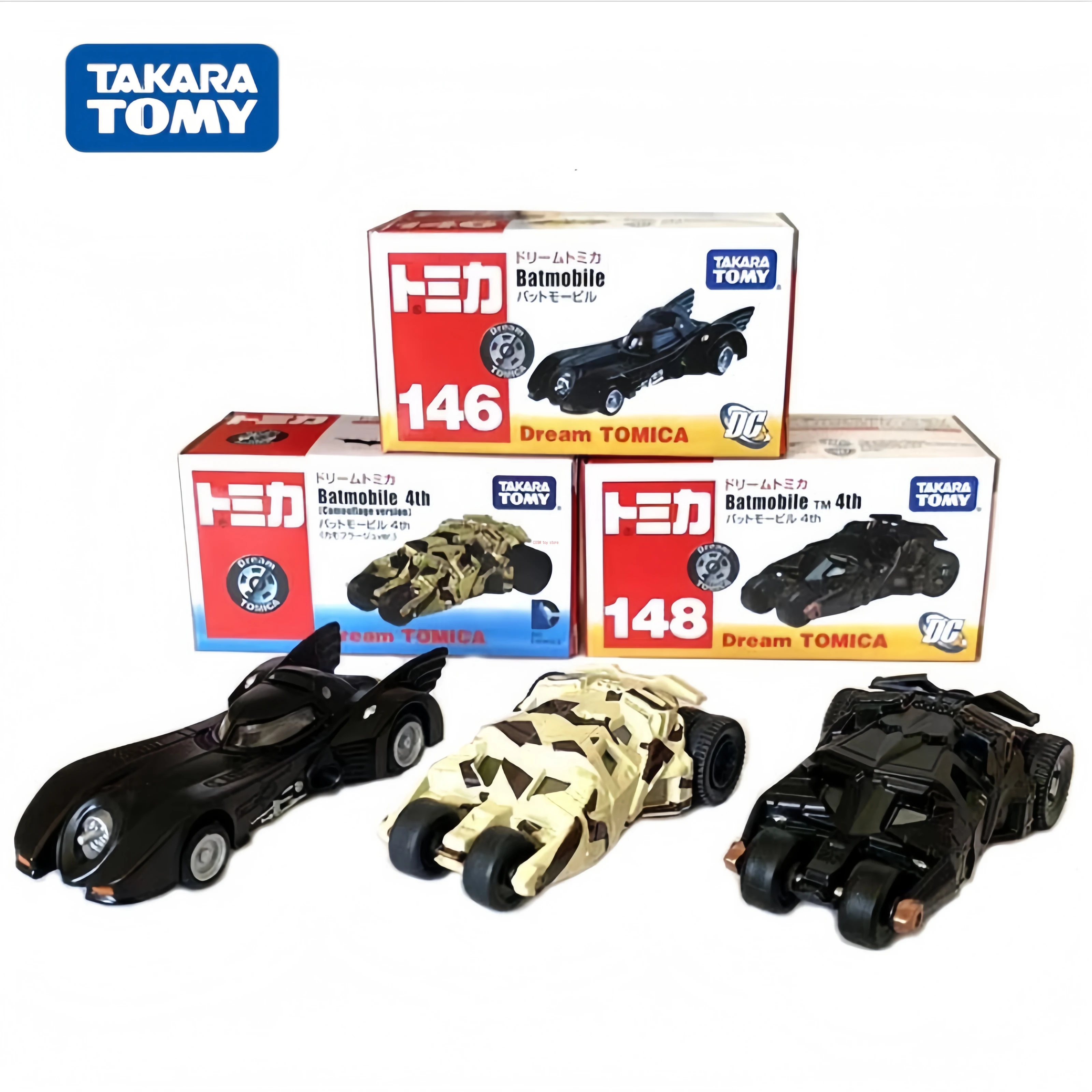 Takara Tomy Dream Tomica Dc Batman Classic Batmobile 4th 146 148 Camouflage Collectible Car Model Toy For Adult Collectors