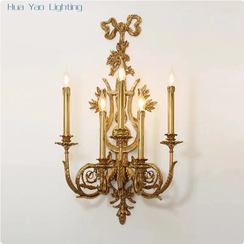 European Copper Wall Lamp Corridor American Retro Villa French Living Room Dining Room Bedroom Bedside Lamps