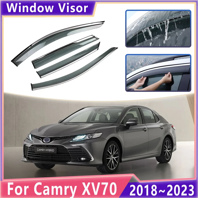 4PCS Car Window Visor For Toyota Camry XV70 Daihatsu Altis 2018~2023 Sedan Sun Rain Shields Awning Deflector Cover Accessories