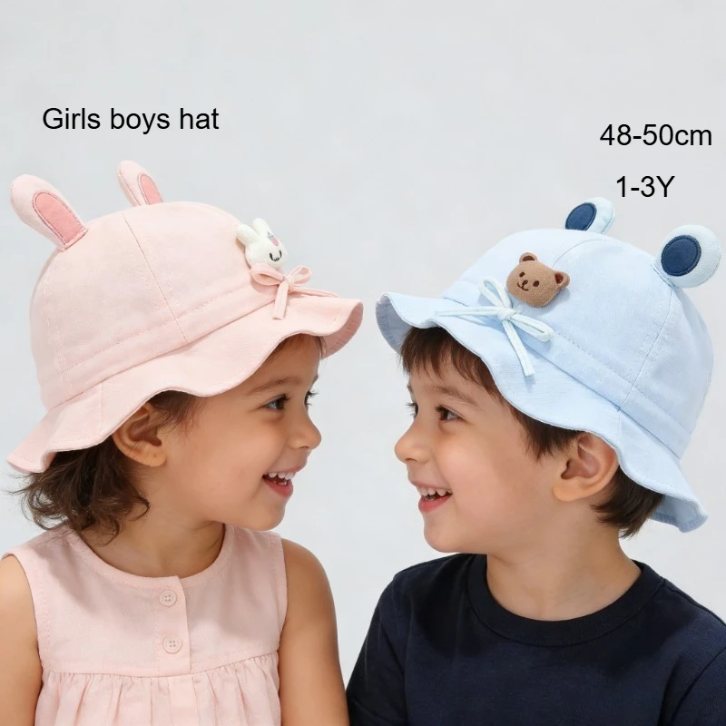 

Spring Summer New Girl's Fisherman Cap 50cm 1-3 Childrens Rabbit Sun Hat Years Baby Bucket Hat Boys New Cute Soft Caps