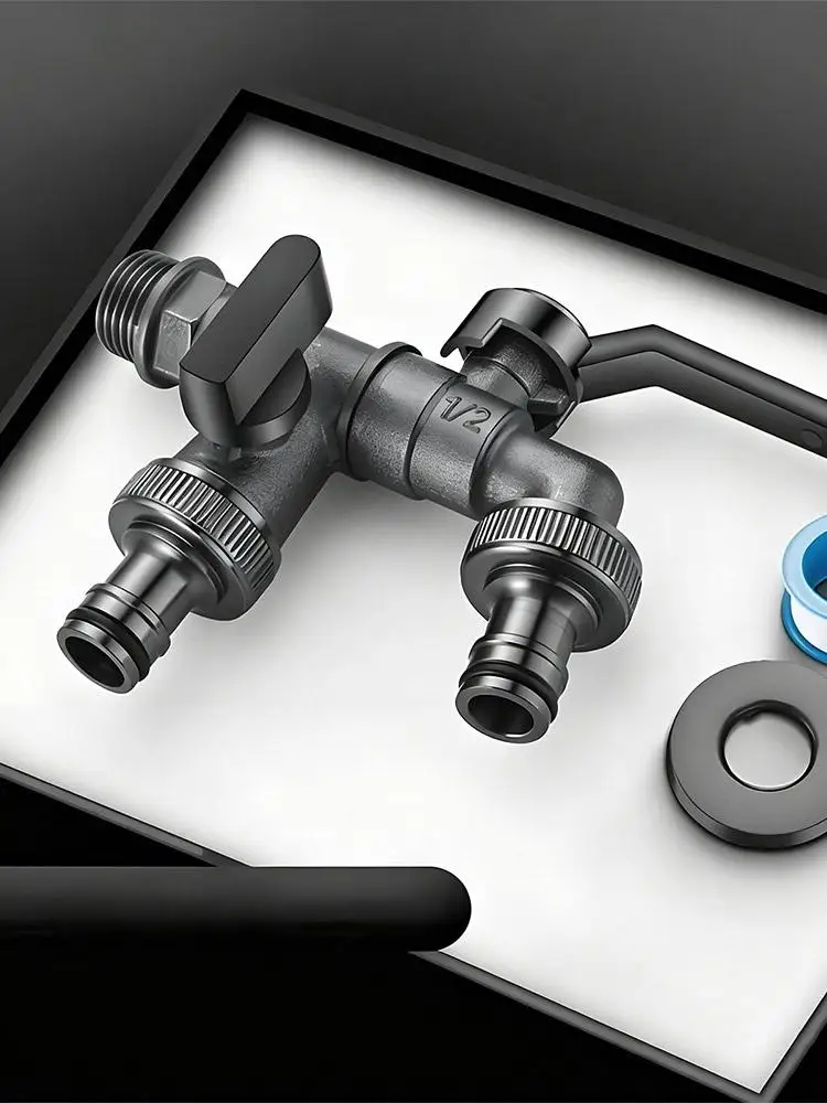 Anti-Freeze 2 Way Water Faucet Double Outlet Garden Tap With Precise Flow Contro D Ual Hose Splitter For Irrigation Car Washing