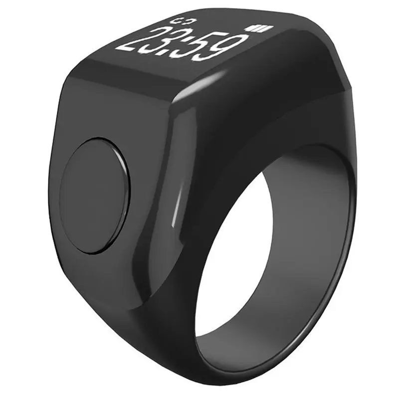T23C Smart Ring With Bluetooth, Heart Rate Monitor, Blood Oxygen Level Sensor, Pedometer, Finger-Worn Multi-Function Counter Bla