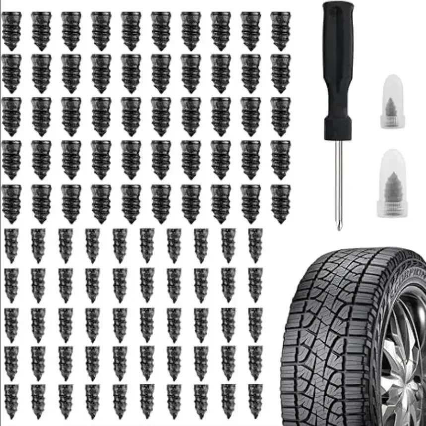 Puncture Repair Kit for Car Vacuum Tire Repair Screws, Quick Fix Self-Service Tire Repair Nails for Flat Tires With Screwdriver