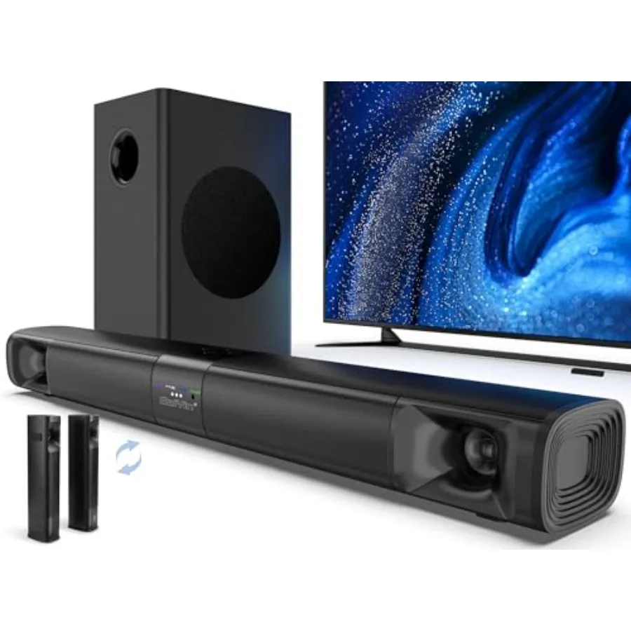 

Sound Bar for Smart TV with Subwoofer 100W Detachable Soundbar Home Theater Surround Sound System for TV with Horn Tweeter Adju