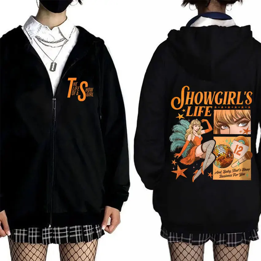 

The Life of A Showgirl Album Graphic Zipper Hoodie Men Women Fashion Pop Music Zip Up Jacket Unisex Fleece Zip Up Sweatshirts