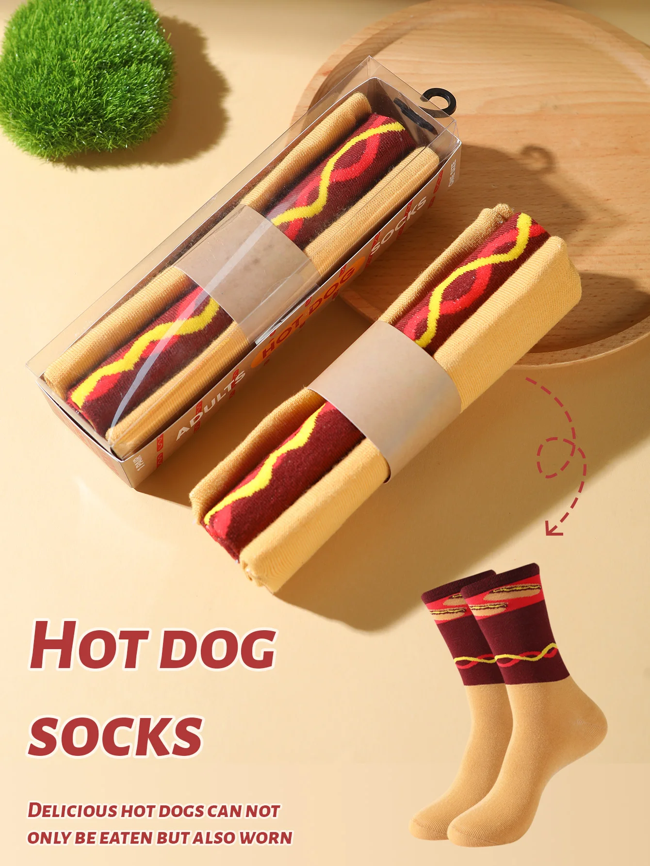 1 Pair of Mid-Calf Socks for Men and Women, Novelty and Fun Colorful Sausage Gift Box Socks, European and American Fashion Style, Comfortable and Breathable, Party Casual Novelty Gifts, Valentine's Day, Christmas, Santa Claus, Autumn and Winter Models, All-Season Cute and Fun Socks
