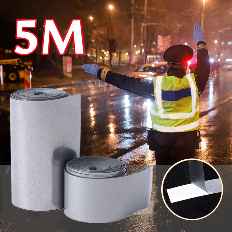 5M 2/5cm Reflective Tape Sticker for Clothing Iron Bags T-shirt Heat Trasfered Sticker Garment Decor Safety Clothing Supplies