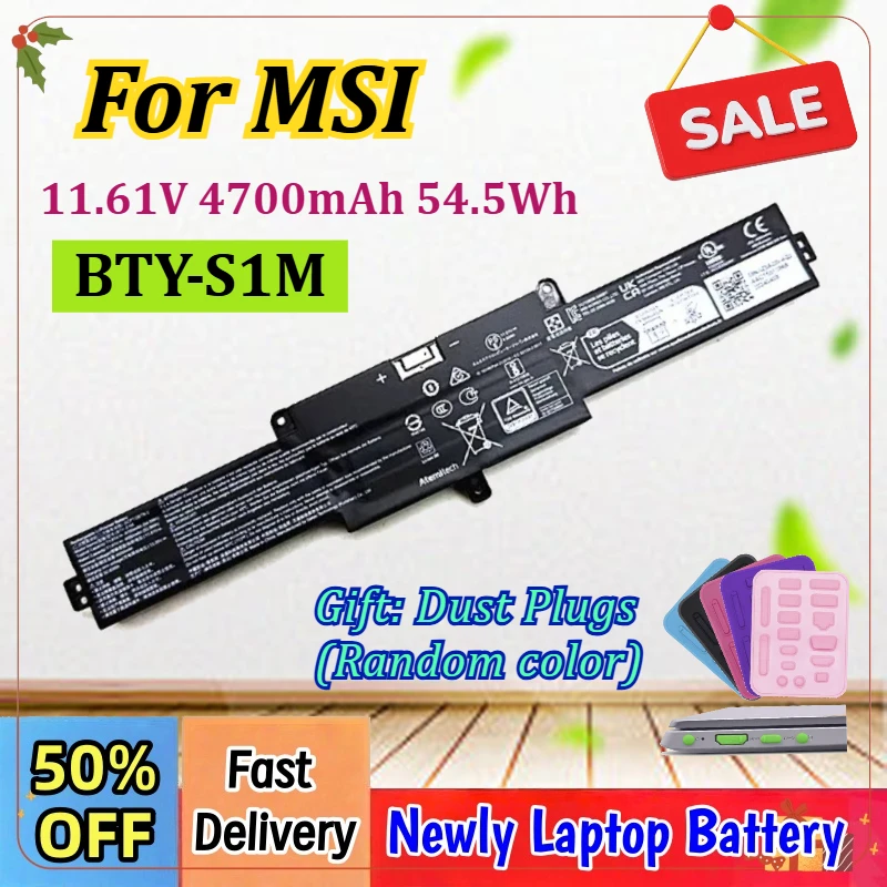 

54.5Wh 11.61V Battery BTY-S1M For MSI Claw A1M‑019CN A1M‑025HK A1M-050US A1M-051US Gaming Handheld PC Tablet Batteries MS‑1T41