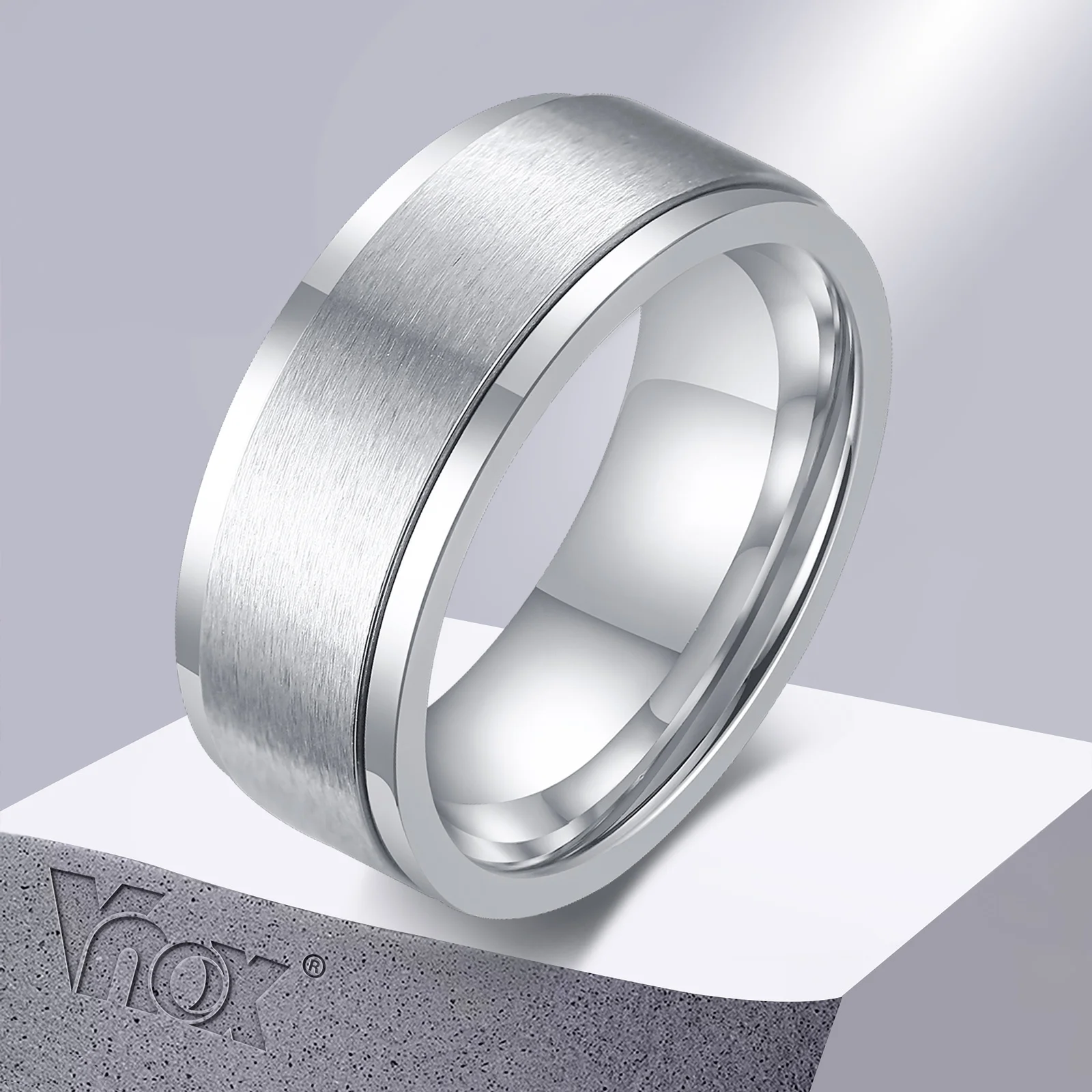 Vnox 6/8mm pierścień obrotowy dla mężczyzn akcesoria do uwalniania stresu klasyczna obrączka ze stali nierdzewnej Casual Viking Rune biżuteria sportowa