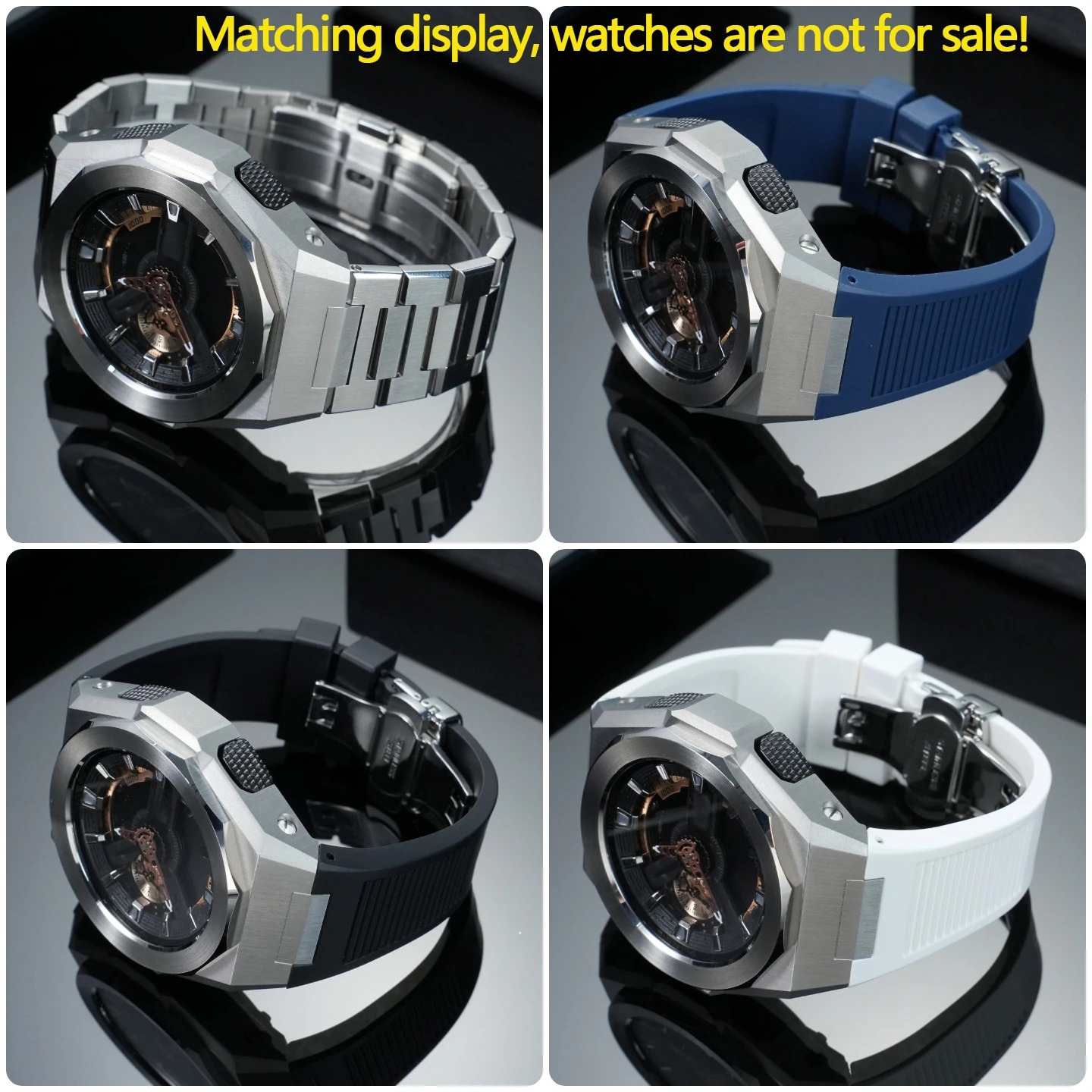 For Casio GA-110/100 Modified Stainless Steel Case+Rubber watch band GA110 Metal Case bezel Strap Mod Kit watch accessories