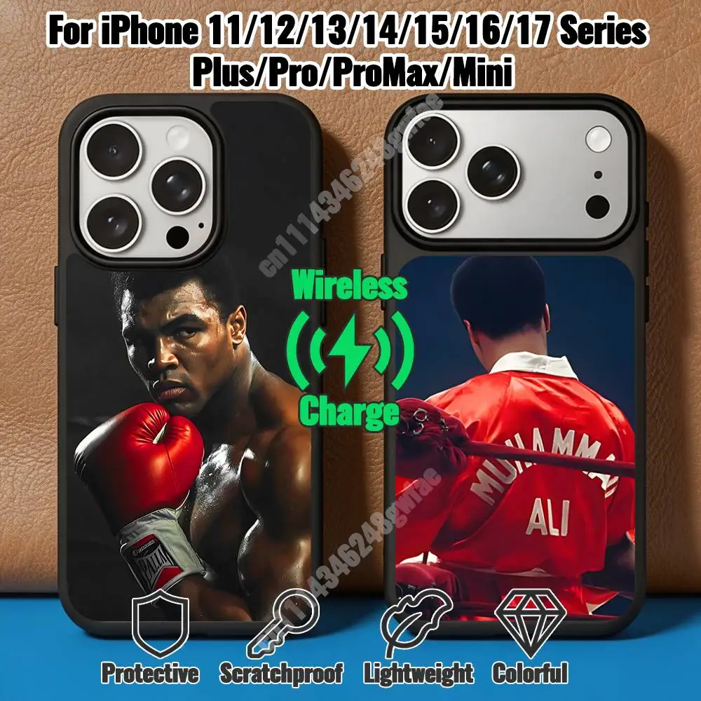 The Greatest M-Muhammad A-Ali Boxer Magnetic Charge Case for iPhone 17 16 15 14 Pro Plus 13 12 11 Max Mini Outdoor Bumper