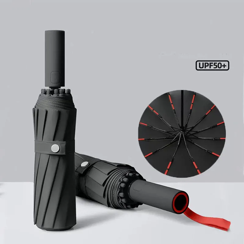 

Автомобильный зонт с защитой от ультрафиолета 50+, унисекс, большой ветрозащитный, компактный, складной, для любого использования, усиленный, с двойным экраном от солнца и дождя